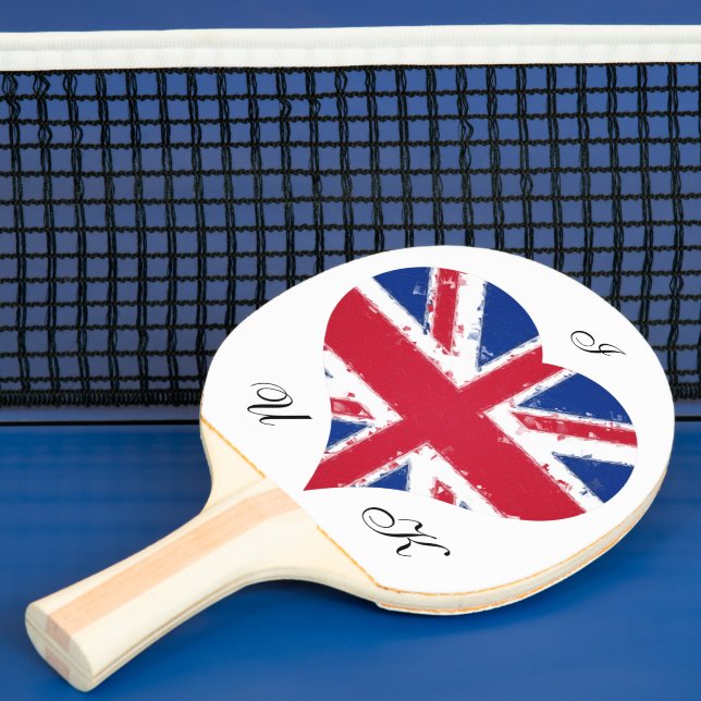 Raquette De Ping Pong I Heart UK Angleterre British Flag (Insitu)