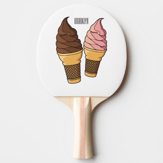 Raquette De Ping Pong Ice cream cone cartoon illustration  (Devant)