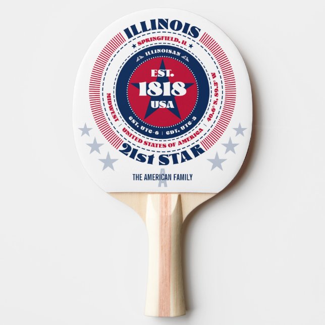 Raquette De Ping Pong Illinois Pride Circulaire Typographie Monogramme (Devant)