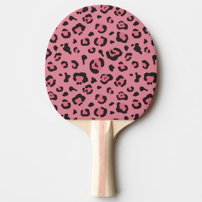 Raquette De Ping Pong Illustration d'animal de rose de léopard (Devant)