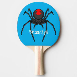 Raquette De Ping Pong Illustration d'araignée noire effrayante