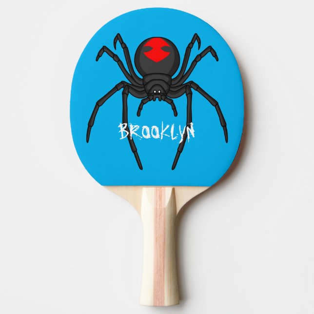 Raquette De Ping Pong Illustration d'araignée noire effrayante (Devant)
