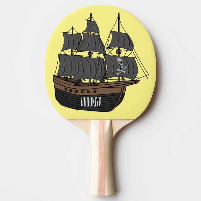 Raquette De Ping Pong Illustration de bateau pirate (Devant)