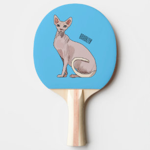 Raquette De Ping Pong illustration de chat Sphynx de dessin animé 