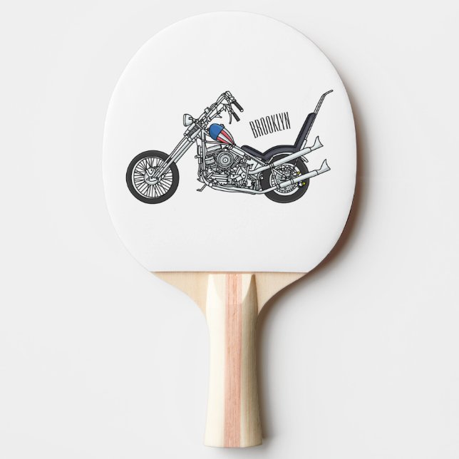 Raquette De Ping Pong Illustration de Chopper Motorcycle 1950 (Devant)