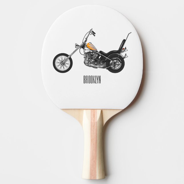 Raquette De Ping Pong Illustration de Chopper Motorcycle 1950 (Devant)