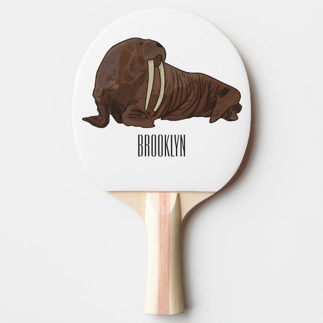 Raquette De Ping Pong Illustration de dessin animé de morse (Devant)