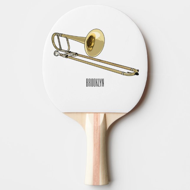 Raquette De Ping Pong Illustration de dessin animé de Trombone (Devant)