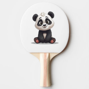 Raquette De Ping Pong Illustration de dessin animé d'ours panda assis