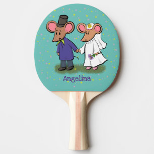 Raquette De Ping Pong Illustration de dessin animé d'un couple de souris