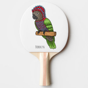 Raquette De Ping Pong Illustration de dessin animé d'un perroquet à tête