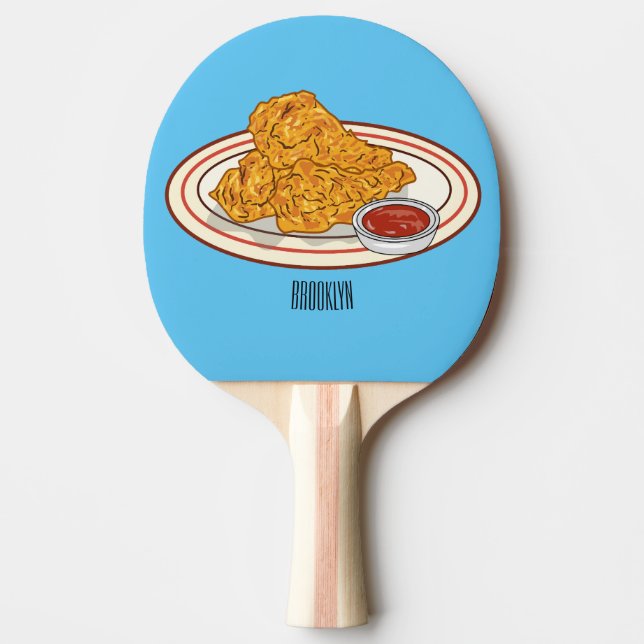 Raquette De Ping Pong Illustration de dessin animé sur le poulet frit (Devant)