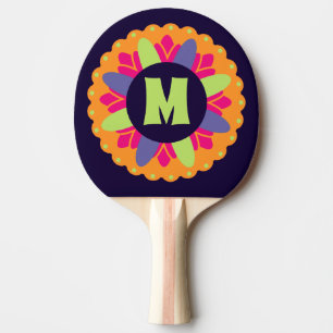Raquette De Ping Pong Illustration de formes florales orange