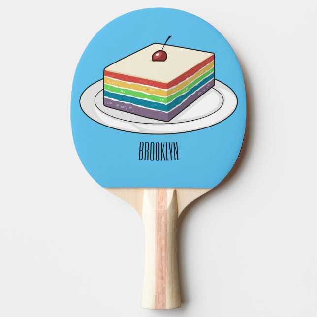 Raquette De Ping Pong Illustration de gâteau arc-en-ciel (Devant)
