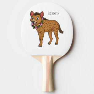 Raquette De Ping Pong Illustration de Hyena et de fleurs
