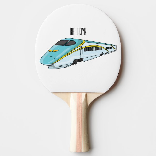 Raquette De Ping Pong Illustration de la bande dessinée d'un train à bal (Devant)