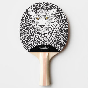 Raquette De Ping Pong Illustration de la tête de léopard noir