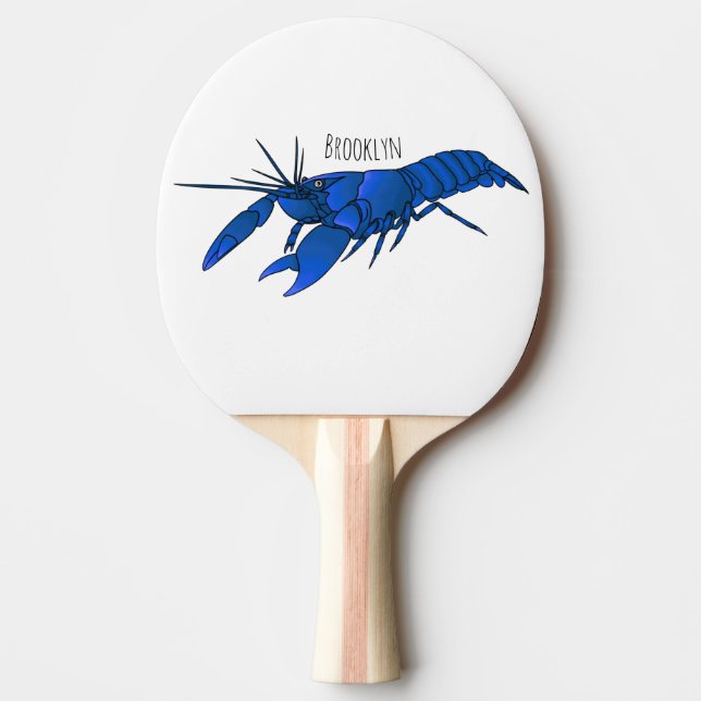 Raquette De Ping Pong Illustration de l'écrevisse marron bleu (Devant)