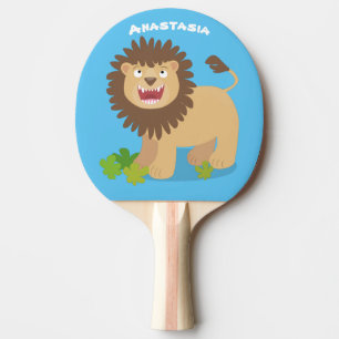 Raquette De Ping Pong Illustration de l'effervescence de lions heureux
