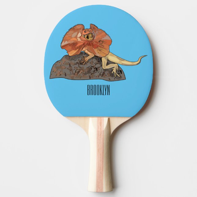 Raquette De Ping Pong Illustration de lézard à col frisé (Devant)