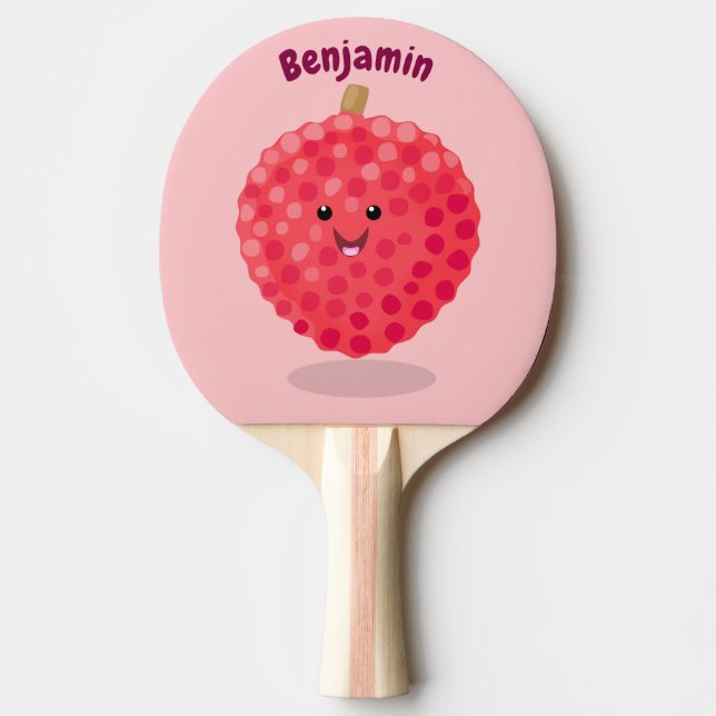 Raquette De Ping Pong Illustration de litchee rose mignon (Devant)