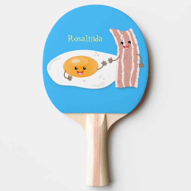 Raquette De Ping Pong Illustration de l'oeuf de Cute kawaii et du bacon (Devant)