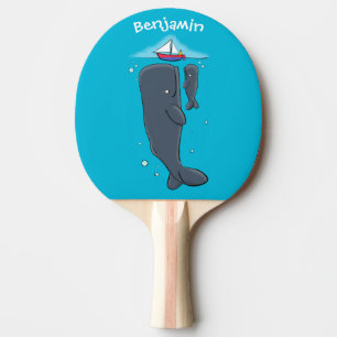 Raquette De Ping Pong Illustration de mignons baleines et voiliers