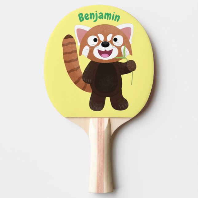 Raquette De Ping Pong Illustration de panda rouge mignon (Devant)