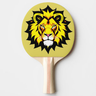 Raquette De Ping Pong Illustration de tête de lion avec détails complexe