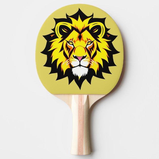 Raquette De Ping Pong Illustration de tête de lion avec détails complexe (Devant)