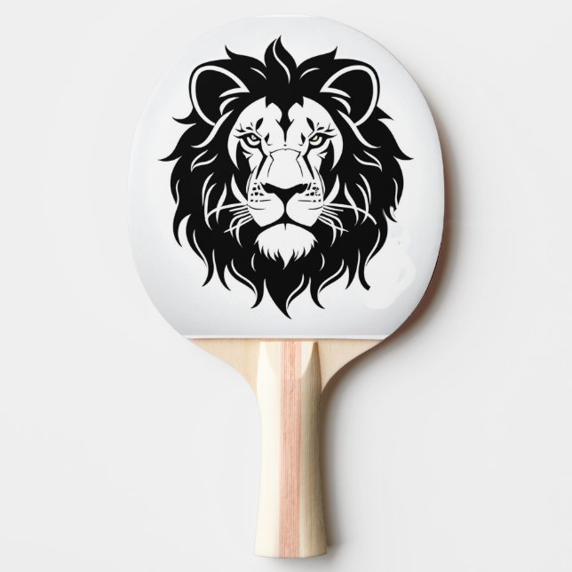 Raquette De Ping Pong Illustration de tête de lion avec détails complexe (Devant)