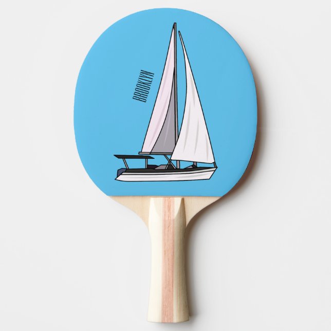 Raquette De Ping Pong Illustration de voilier (Devant)