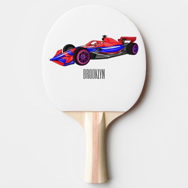 Raquette De Ping Pong Illustration de voiture de course professionnelle (Devant)