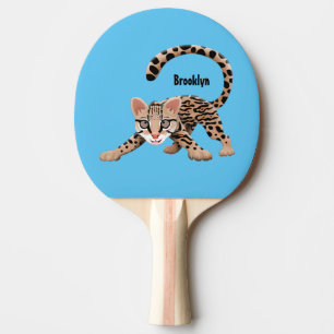 Raquette De Ping Pong Illustration d'ocelot mignon