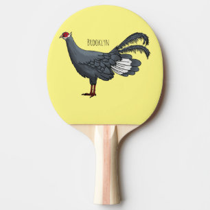 Raquette De Ping Pong Illustration d'oiseau de faisan à oreilles bleues