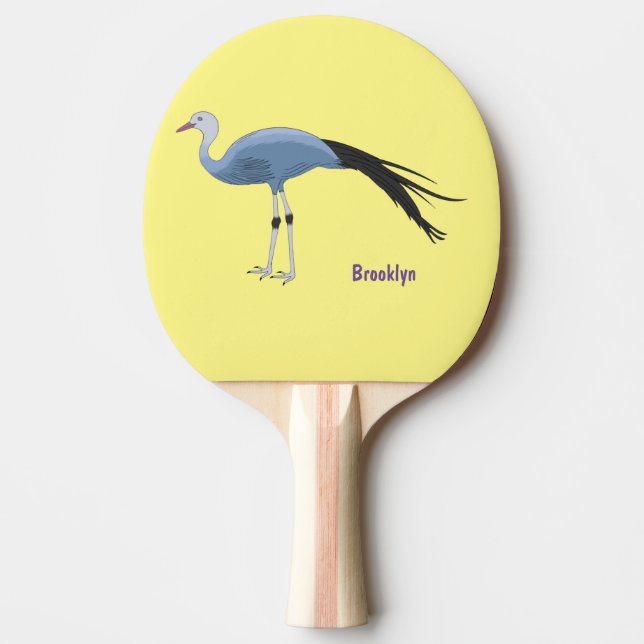 Raquette De Ping Pong Illustration d'oiseau de grue bleue (Devant)