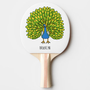 Raquette De Ping Pong Illustration d'oiseau de paon brillant