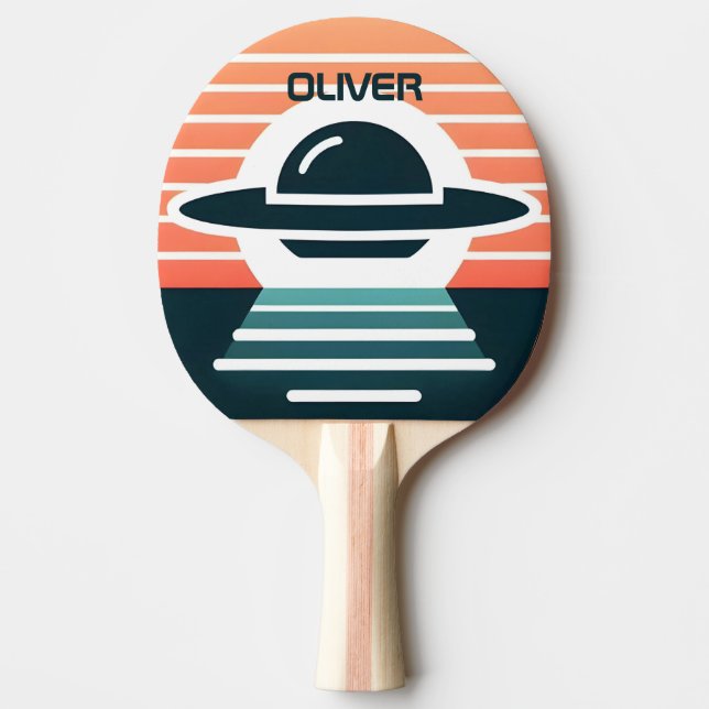 Raquette De Ping Pong Illustration d'OVNI simple et moderne au coucher d (Devant)