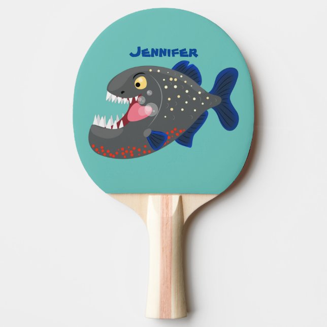 Raquette De Ping Pong Illustration drôle de piranha affamée (Devant)