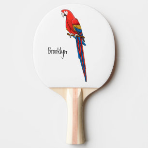 Raquette De Ping Pong Illustration du perroquet de macaw Scarlet