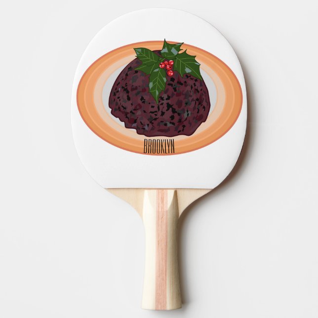 Raquette De Ping Pong Illustration du pudding de Noël (Devant)