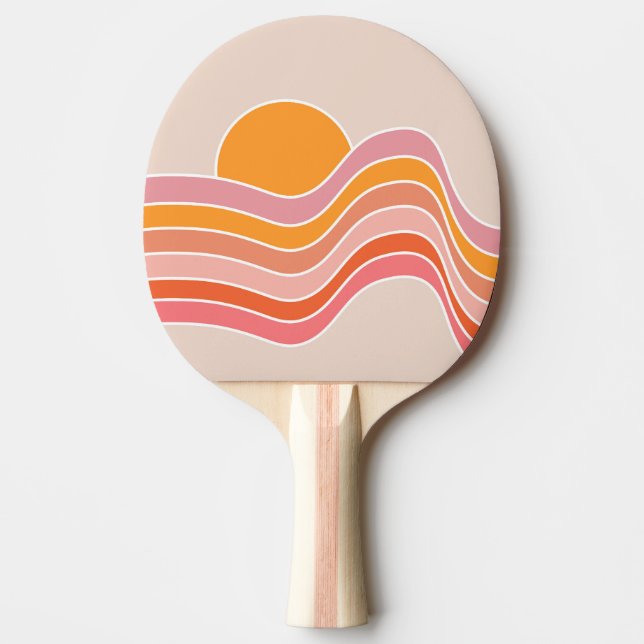 Raquette De Ping Pong Illustration du soleil de style rétro (Devant)