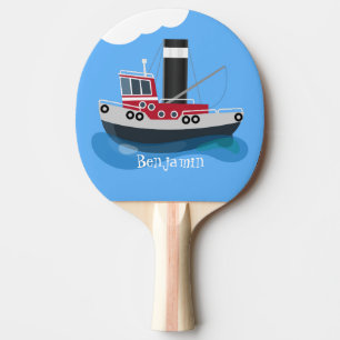 Raquette De Ping Pong Illustration d'un bateau à chalutier mignon