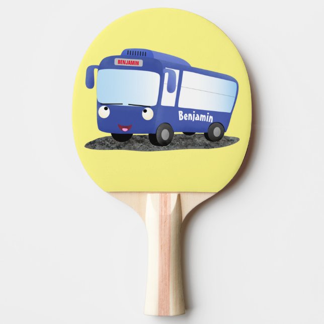 Raquette De Ping Pong Illustration d'un bus moderne bleu mignon (Devant)