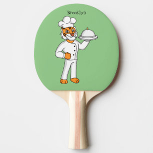 Raquette De Ping Pong Illustration d'un chef tigre drôle et mignon