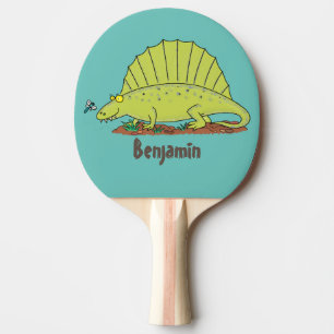 Raquette De Ping Pong Illustration d'un dimétrodon vert mignon