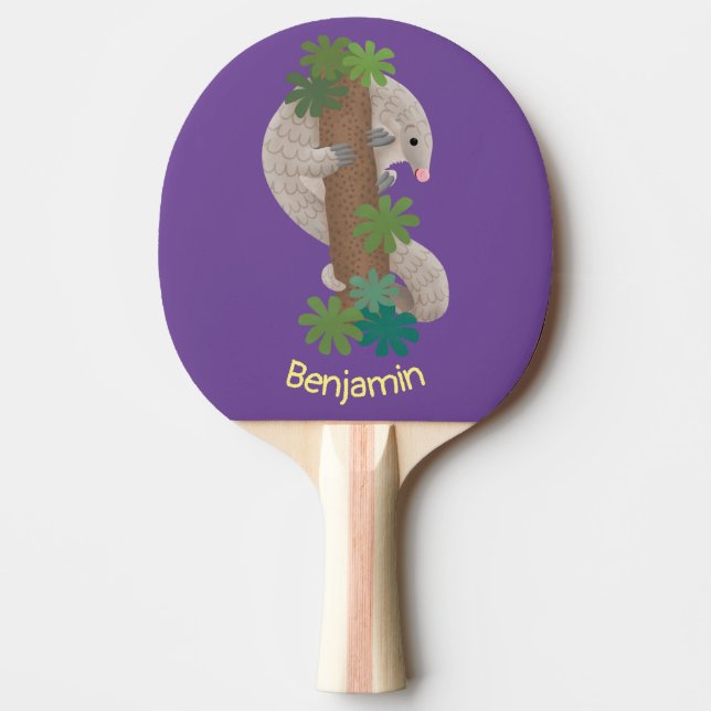 Raquette De Ping Pong Illustration d'une anteure de pangolin mignonne (Devant)