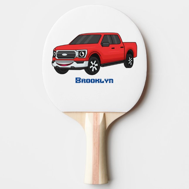 Raquette De Ping Pong Illustration d'une camionnette rouge mou (Devant)