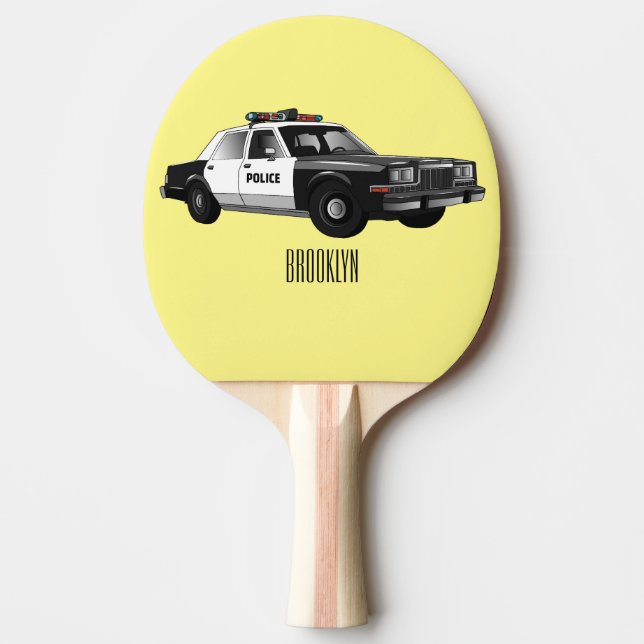 Raquette De Ping Pong Illustration d'une voiture de police (Devant)
