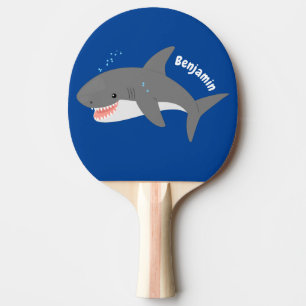 Raquette De Ping Pong Illustration joyeuse du grand requin blanc